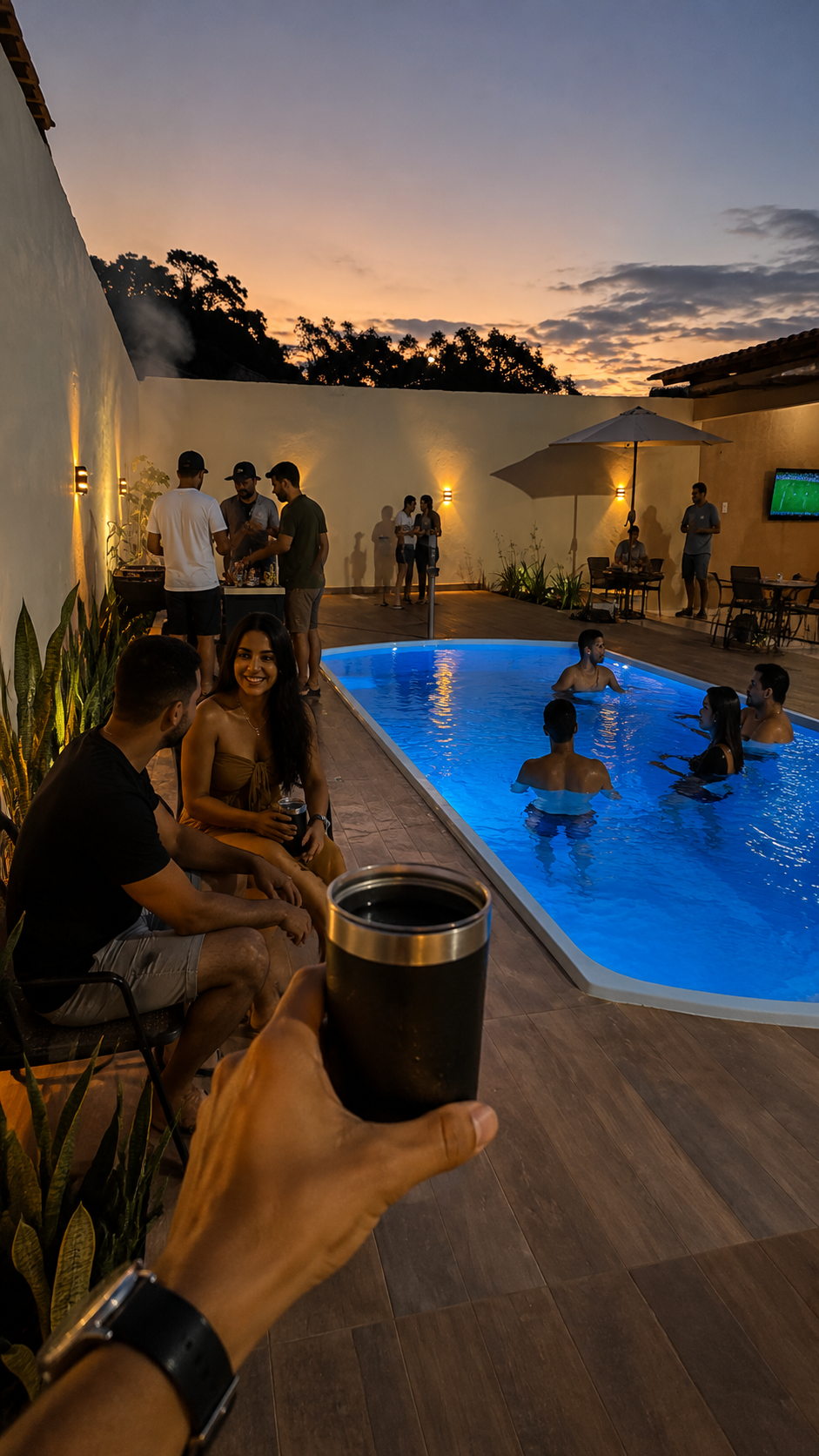 Área de lazer com piscina