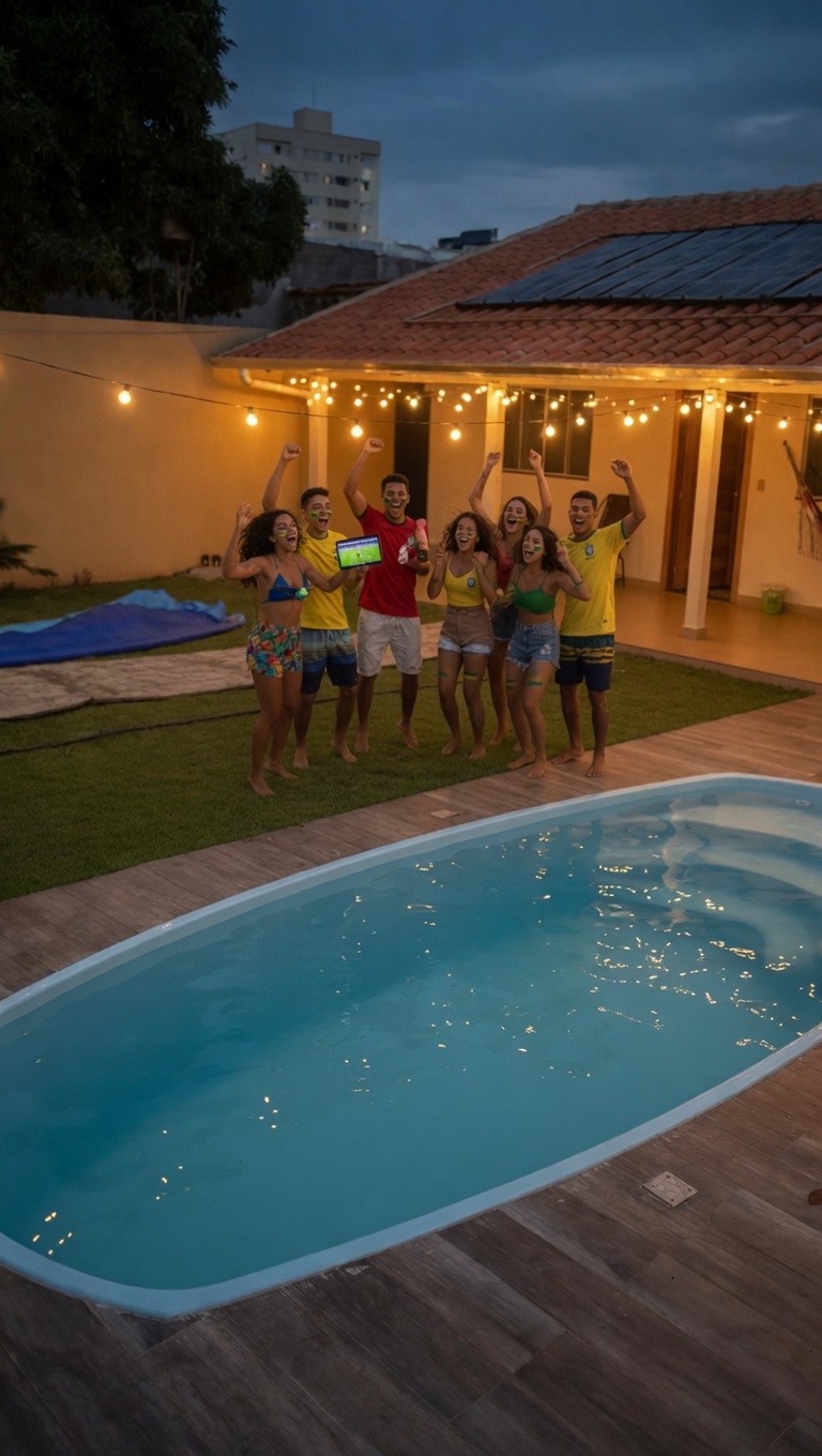 Reunião de fim de semana na piscina